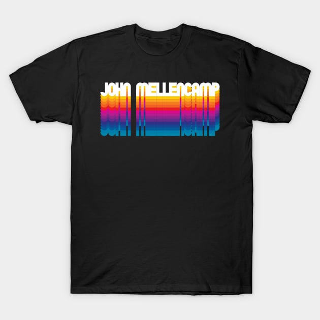 Retro Mellencamp Proud Personalized Name Gift Retro Rainbow Style T-Shirt by Time Travel Style